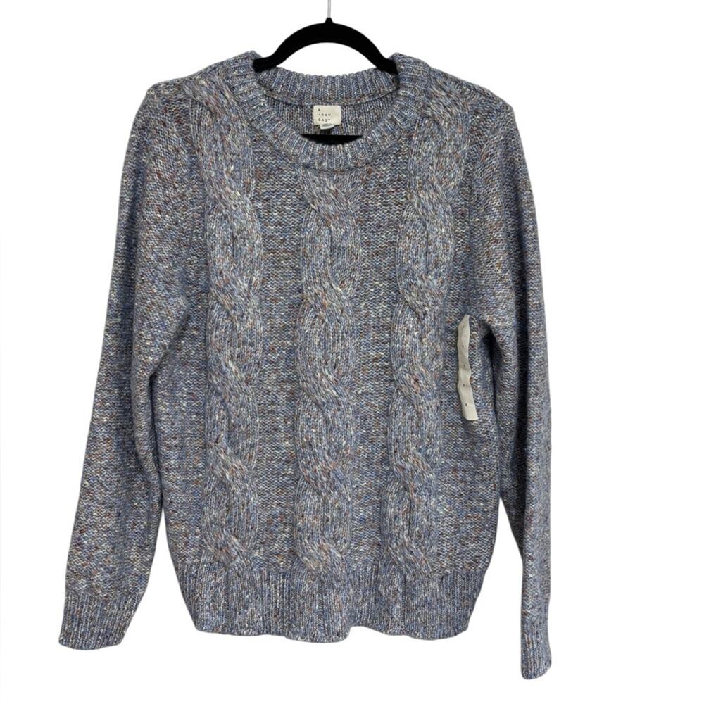 NEW Target A New Day Cable Knit Crewneck Sweater in Light Blue Heather - Size S